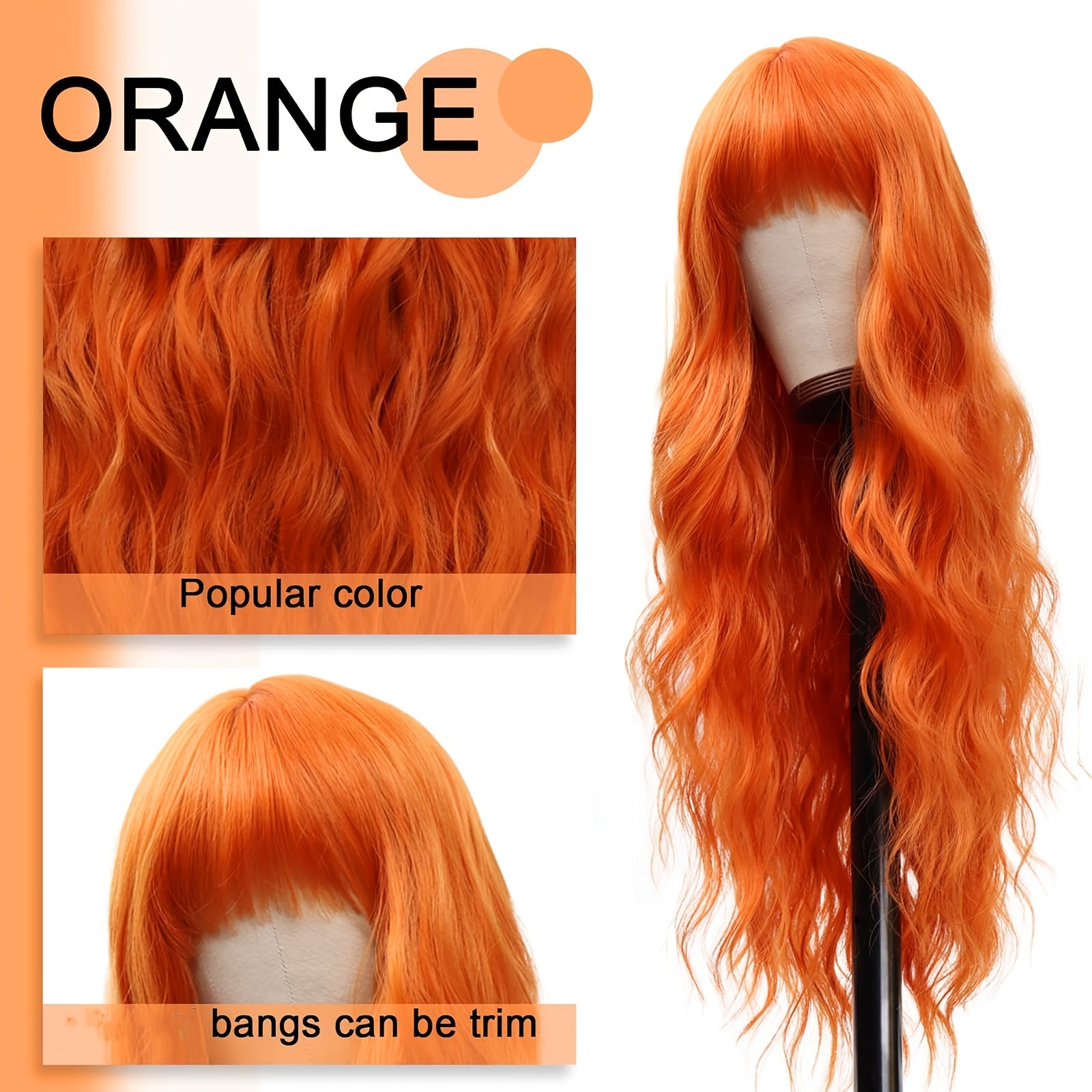 NovaSkin™ Long Orange Wavy Synthetic Wig – Elegant, Safe & Realistic