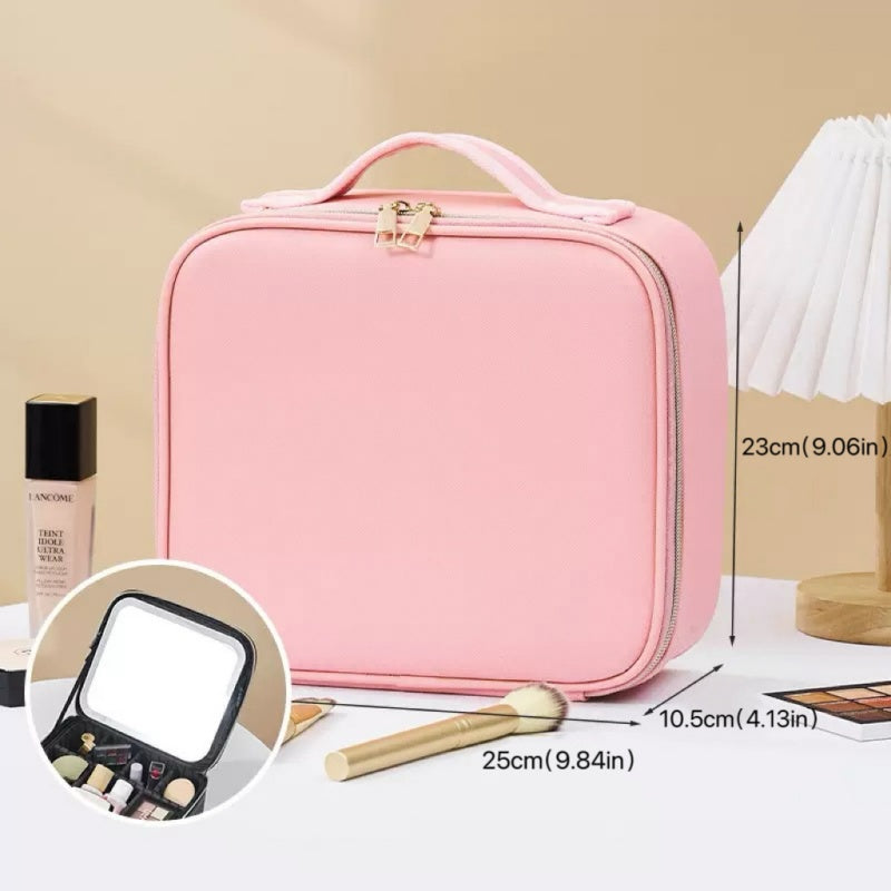 NovaSkin™ LED Makeup Bag – Travel Case with 4K Lighted Mirror & Adjustable Compartments