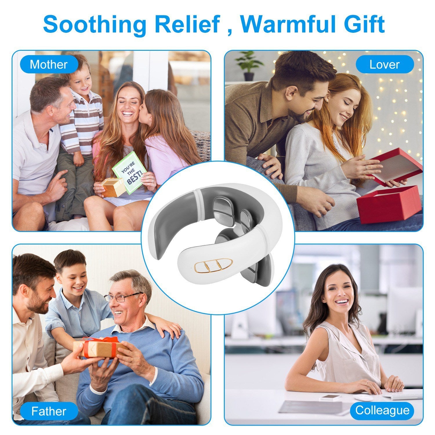 NovaSkin™ EMS Neck Massager – Cordless Heating & 6 Modes, 15 Intensity Levels + Remote