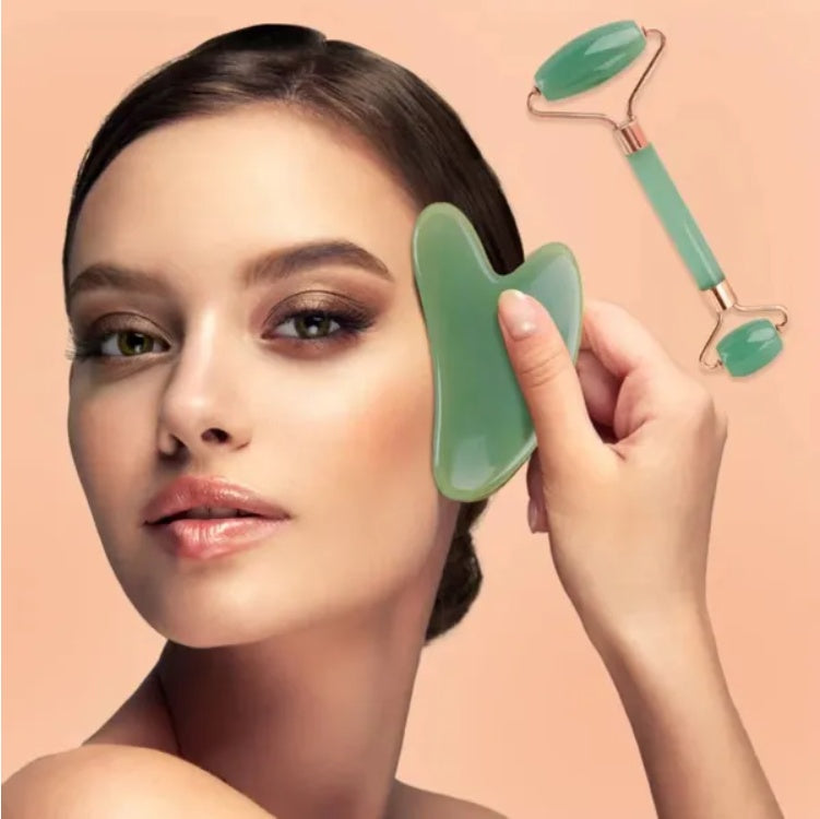 Novaskin™️ Jade Gua Sha & Facial Massage Roller Set