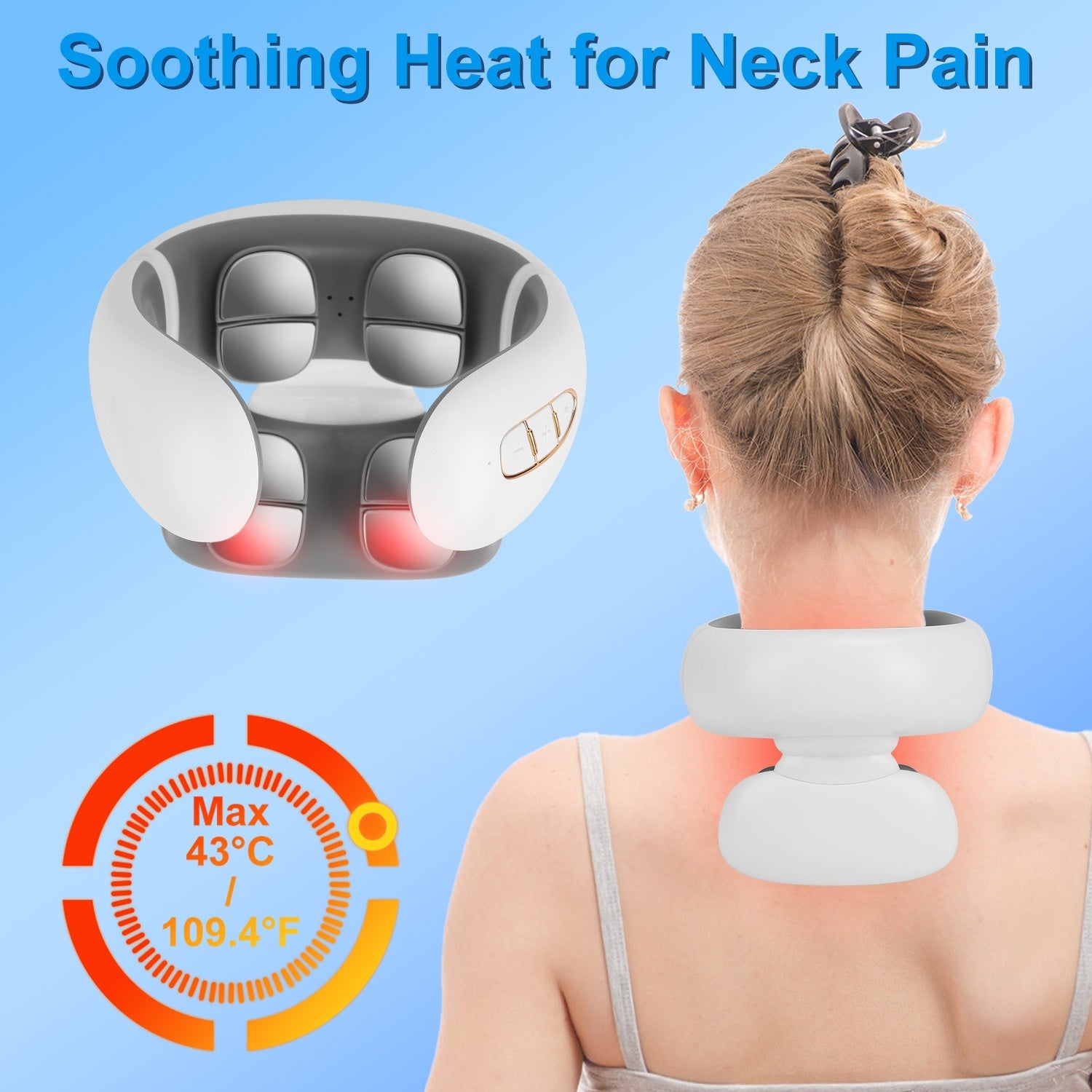 NovaSkin™ EMS Neck Massager – Cordless Heating & 6 Modes, 15 Intensity Levels + Remote