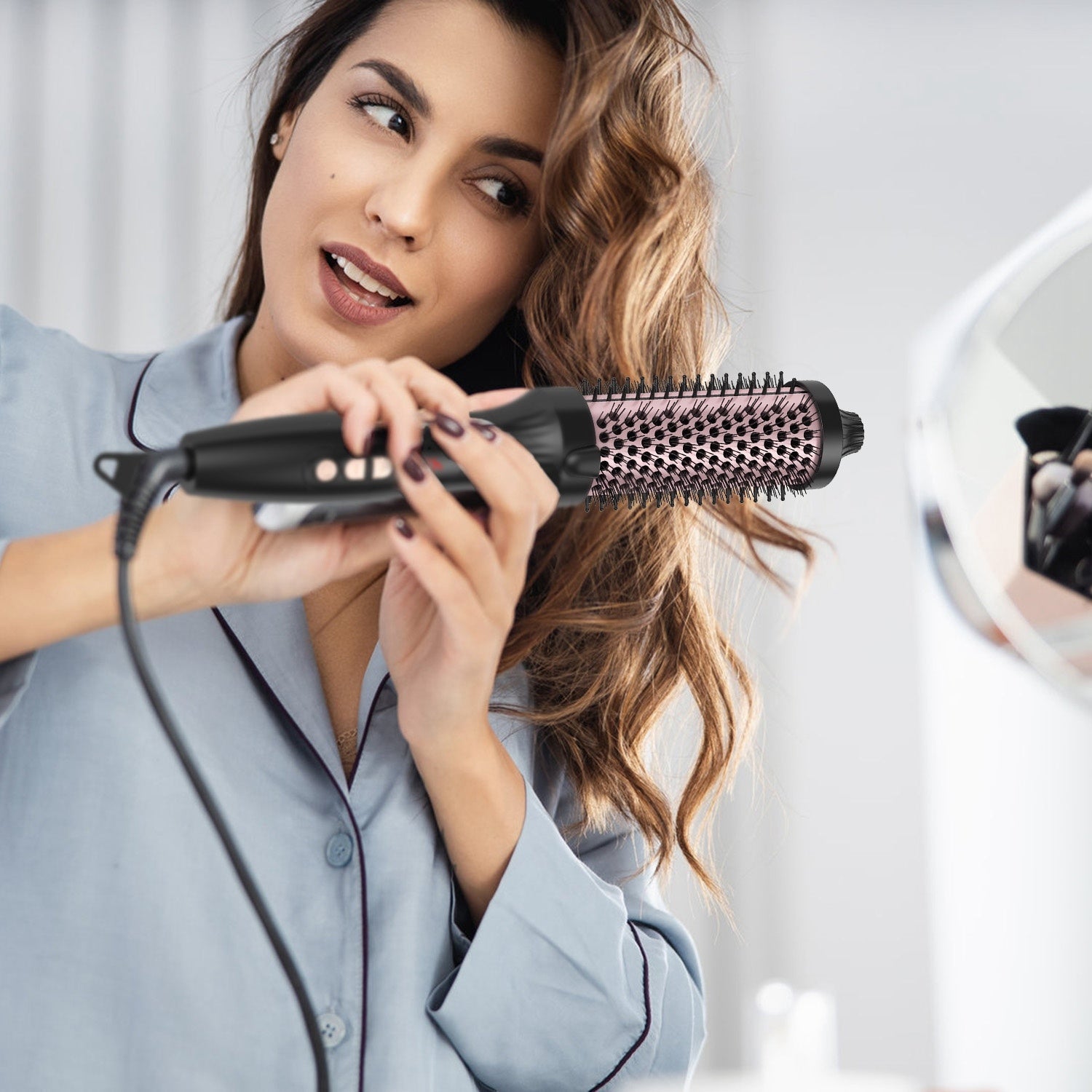 Novaskin™️ Pro Styler – Anti-Frizz Volumizing Hot Air Brush (Rose Gold)