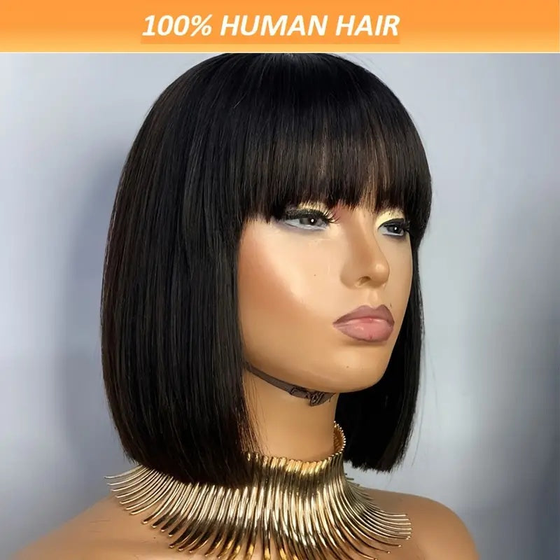 NovaSkin™ Brazilian Remy Human Hair Wig – Straight, Non-Toxic, Natural Black