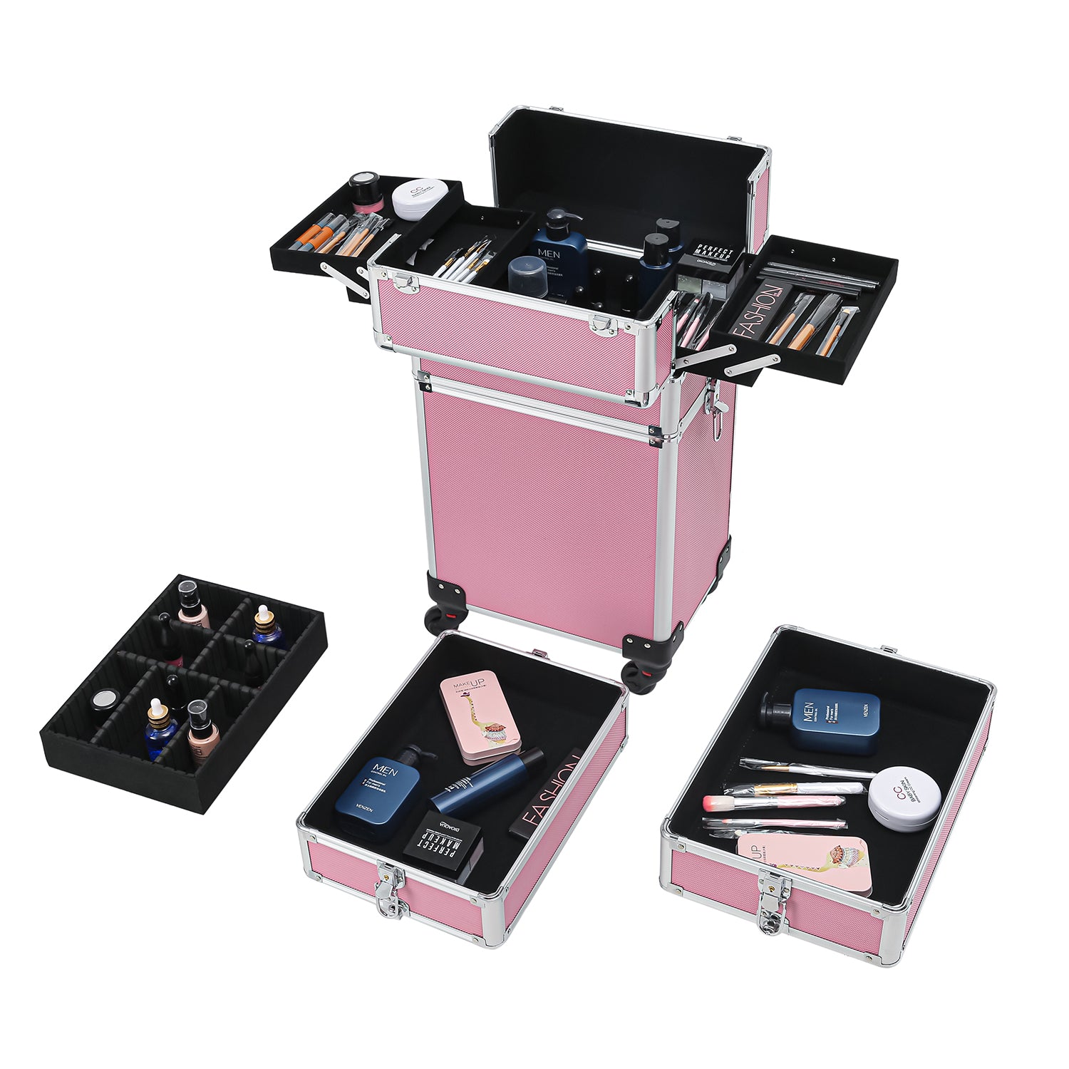 NovaSkin™ Aluminum Rolling Cosmetic & Embroidery Case