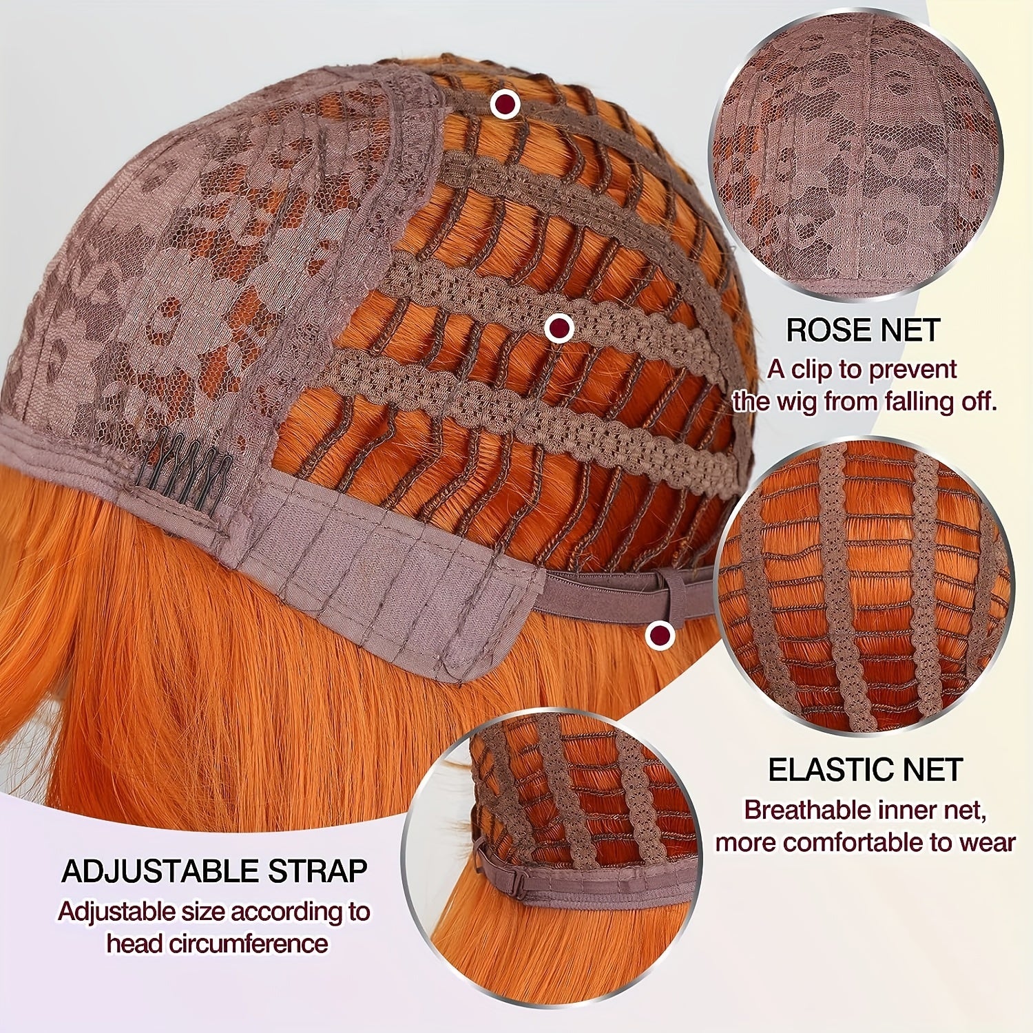 NovaSkin™ Long Orange Wavy Synthetic Wig – Elegant, Safe & Realistic